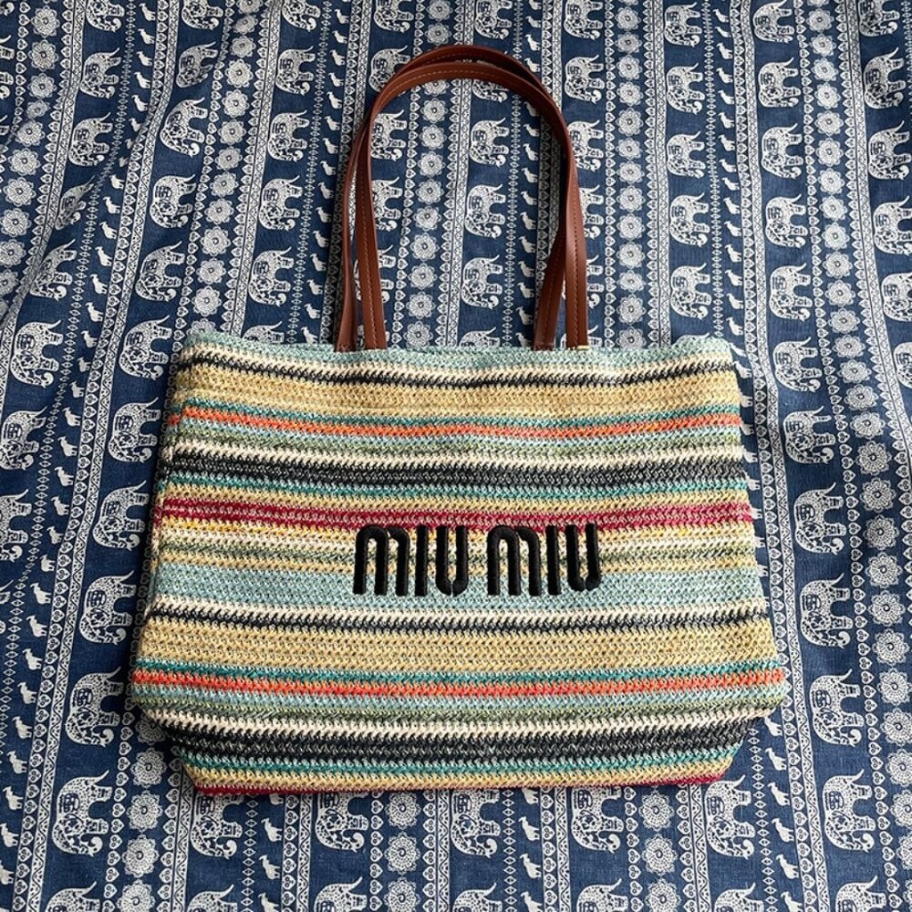 🍒Miu Miu Multicolor Woven Tote Bag